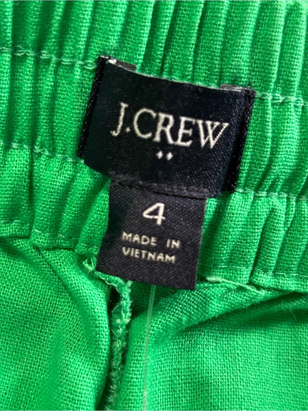NWT J.Crew Factory Linen Cotton Blend Drawstring Pants Grass Green Size 4